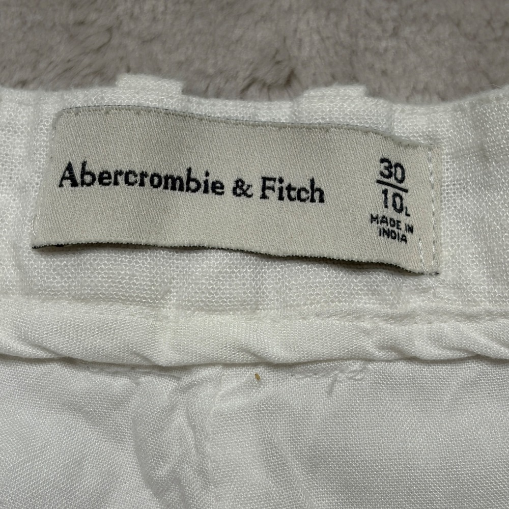 Abercrombie & Fitch White Wide Leg Lined Linen Blend Pants Womens (Fits 32x30) - Picture 5 of 10